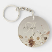 Waterverf Floral Monogram Sleutelhanger (Voorkant)