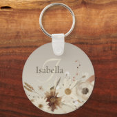 Waterverf Floral Monogram Sleutelhanger (Achterkant)