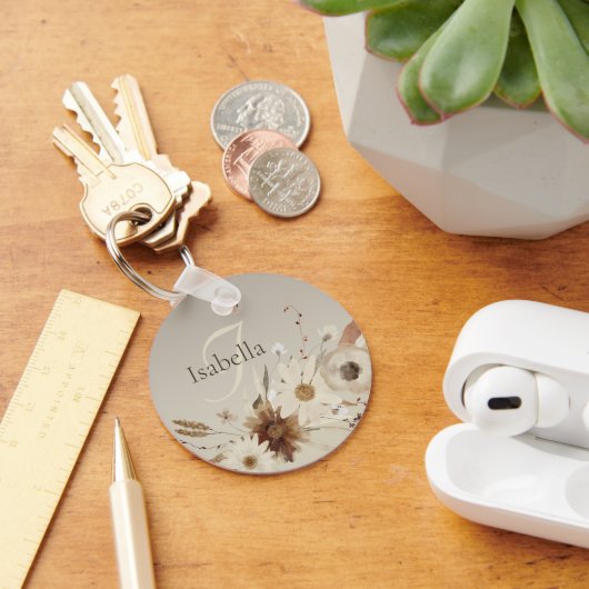 Waterverf Floral Monogram Sleutelhanger (Bureau)