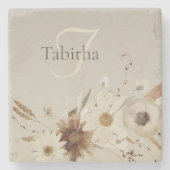 Waterverf Floral Monogram Stenen Onderzetter (Voorkant)