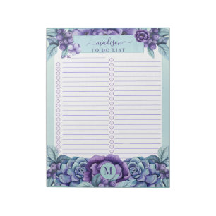Waterverf Floral Monogram Te Doen Lijst Notitieblo Notitieblok