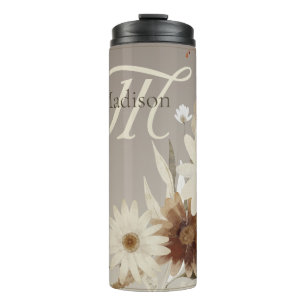Waterverf Floral Monogram Thermosbeker