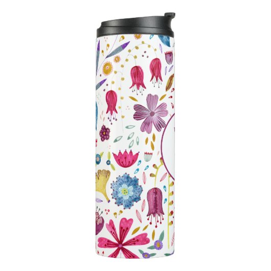 Waterverf Floral Monogram Thermosbeker (Gedraaid links)