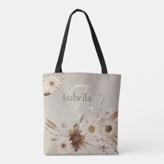 Waterverf Floral Monogram Tote Bag (Achterkant)