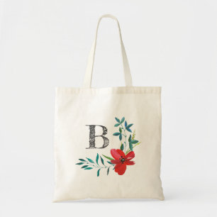 Waterverf Floral Monogram Tote Bag