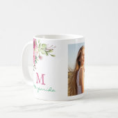 Waterverf Floral Monogram Twee Foto Collage Girl Koffiemok (Voorkant links)