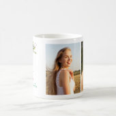 Waterverf Floral Monogram Twee Foto Collage Girl Koffiemok (Center)