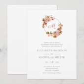  Waterverf Floral Monogram Weddenschap Kaart (Voorkant / Achterkant)