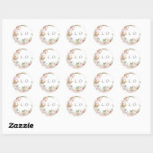 Waterverf Floral Monogram Weddenschap Ronde Sticker (Vel)