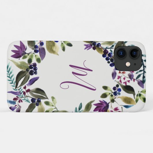 Waterverf Floral Monogram Wreath Case-Mate iPhone Case (Achterkant (horizontaal))