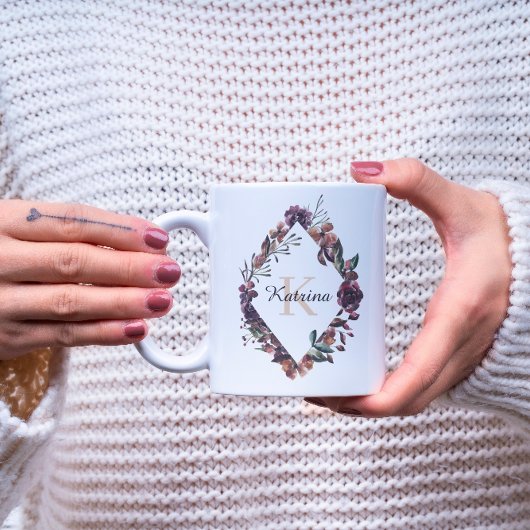 Waterverf Floral Monogrammed Mok