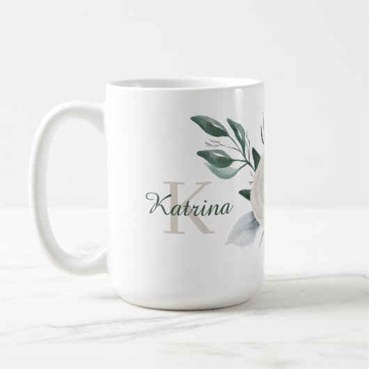 Waterverf Floral Monogrammed Mok (Links)