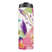 Waterverf Floral Monogrammed Thermosbeker (Voorkant)
