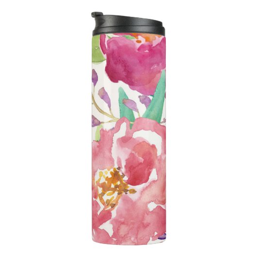 Waterverf Floral Monogrammed Thermosbeker (Geroteerd rechts)
