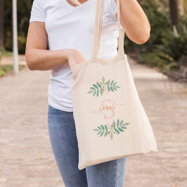 Waterverf Floral Monogrammed Tote Bag