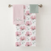 Waterverf Floral Monogrammed Towel Set Bad Handdoek (Insitu)