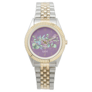 Waterverf Floral Monogrammed Watch Horloge