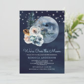 Waterverf Floral Moon Baby shower Night Sky Boho Kaart (Staand voorkant)