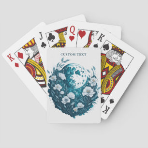Waterverf Floral Moon Celestial gepersonaliseerd Pokerkaarten