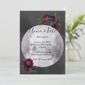 Waterverf floral moon huwelijksuitnodiging kaart (Staand voorkant)