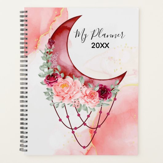 Waterverf Floral Moon Planner (Voorkant)