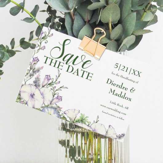 Waterverf Floral Morning Glory Handfasting Save The Date