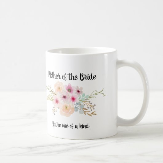 Waterverf Floral MOTHER VAN DE BRIDE Bridal Party Koffiemok (Rechts)