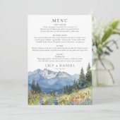 Waterverf Floral Mountain Wildflower Wedding Menu (Staand voorkant)