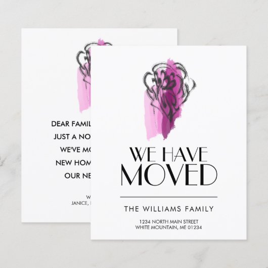 Waterverf Floral Moving Announge (Voorkant / Achterkant)