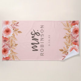 Waterverf Floral Mrs Date Strandlaken