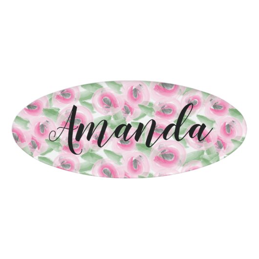 Waterverf Floral Naambadge (Voorkant)