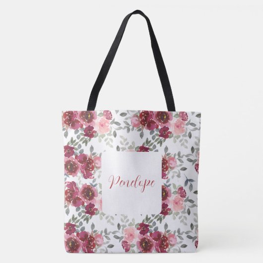 Waterverf  Floral Name Canvas tas (Voorkant)