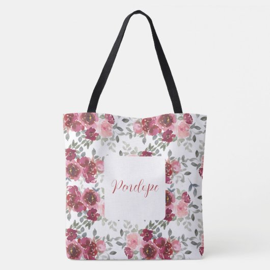 Waterverf  Floral Name Canvas tas (Achterkant)