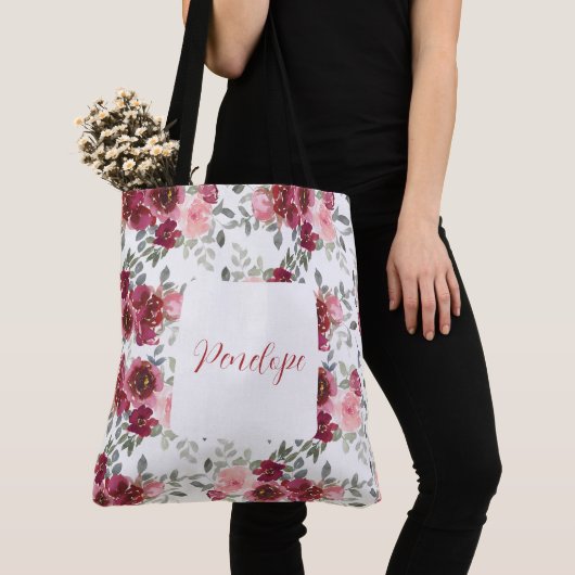 Waterverf  Floral Name Canvas tas (Dichtbij)