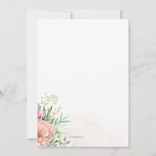 Waterverf Floral Name Day Card Kaart (Achterkant)