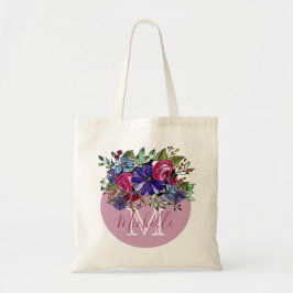 Waterverf Floral Name en Monoram Tote Bag