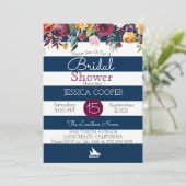 Waterverf Floral Nautical Stripe Vrijgezellenfeest Kaart (Staand voorkant)