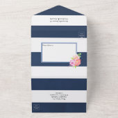 Waterverf Floral Nautical Wedding All In One Uitnodiging (Buitenkant)