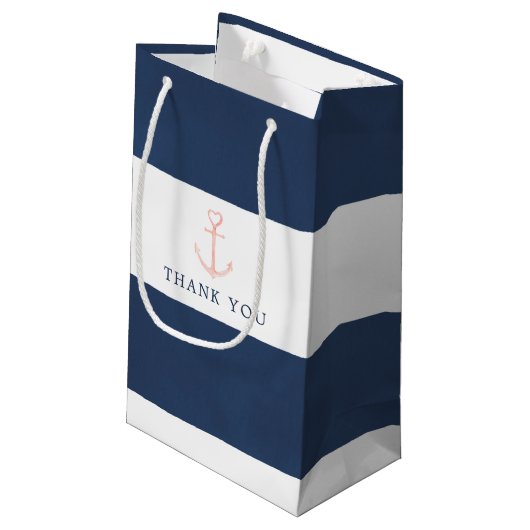 Waterverf Floral Nautical Wedding Dank je Klein Cadeauzakje (Achterkant Gekanteld)