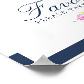 Waterverf Floral Nautical Wedding Favors Sign Poster (Hoek)