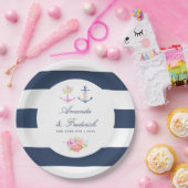 Waterverf Floral Nautical Wedding Papieren Bordje (Feest)