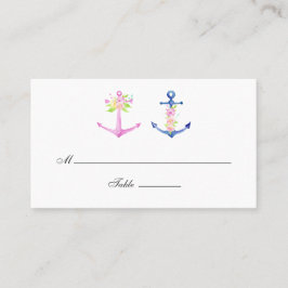 Waterverf Floral Nautical Wedding Plaatskaartje