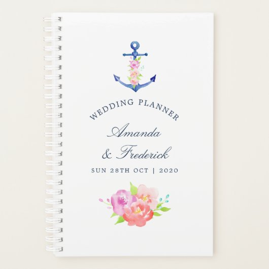 Waterverf Floral Nautical Wedding Planner (Voorkant)