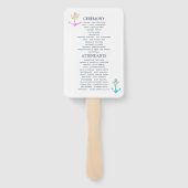 Waterverf Floral Nautical Wedding Programme Handwaaier (Achterkant)