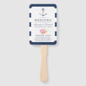 Waterverf Floral Nautical Wedding Programme Handwaaier (Voorkant)