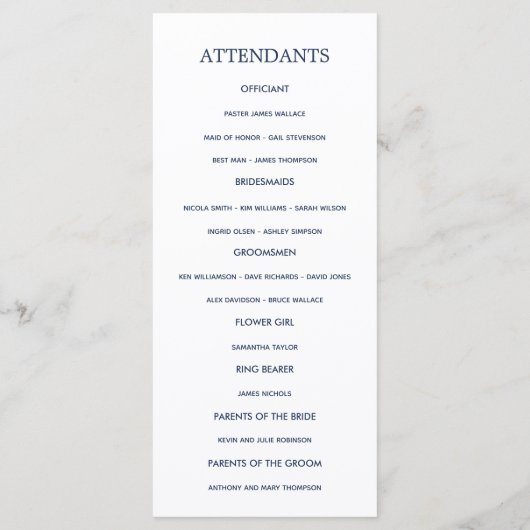 Waterverf Floral Nautical Wedding Programme Programmakaart (Achterkant)