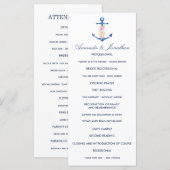 Waterverf Floral Nautical Wedding Programme Programmakaart (Voorkant / Achterkant)