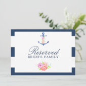 Waterverf Floral Nautical Wedding Reserved Sign (Staand voorkant)