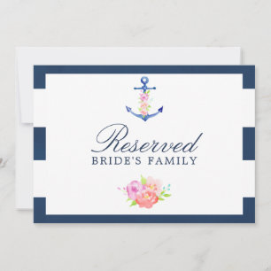 Waterverf Floral Nautical Wedding Reserved Sign