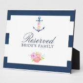 Waterverf Floral Nautical Wedding Reserved Sign Fotoplaat (Zijkant)